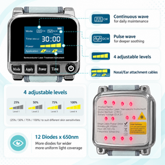 650nm Cold Laser Therapy Watch | Wrist‑Nasal‑Ear Photobiomodulation Device
